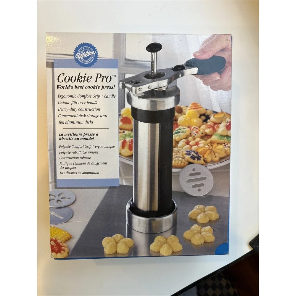 Vintage‎ Wilton Cookie Pro Press 10 Decorating Disks Comfort Grip Heavy Duty